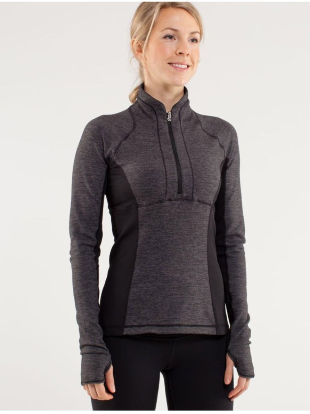 *Lululemon* Run: Switch Back 1/2 Zip, Wee Stripe Heathered Black, REVERSIBLE, 4